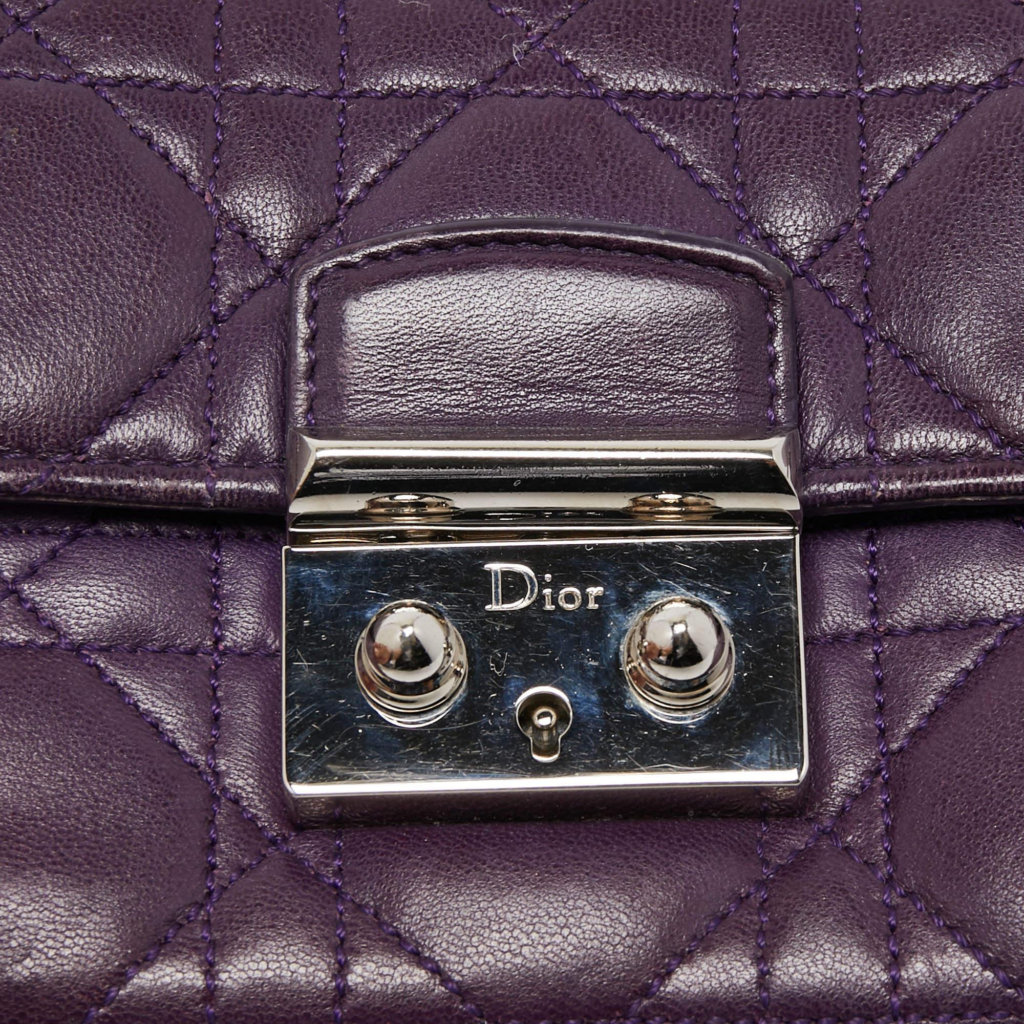 Dior Purple Cannage Leather Miss Dior Promenade Wallet on Chain 4