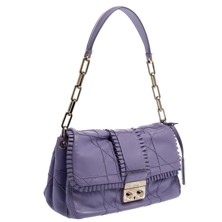 Dior Purple Cannage Leather New Lock Ruffle Flap Bag at 1stDibs