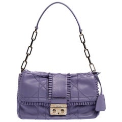 Dior Purple Cannage Leather New Lock Ruffle Flap Bag
