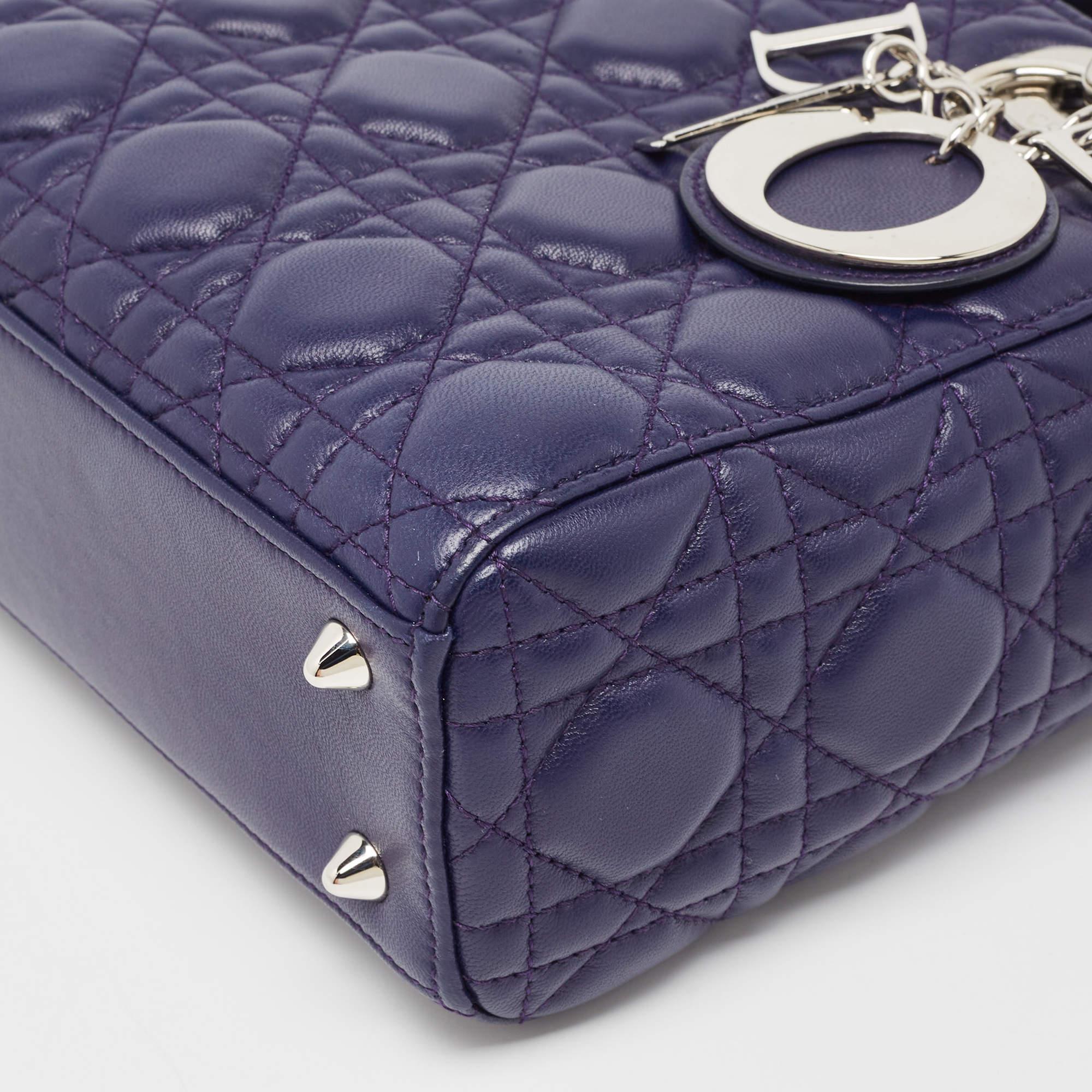 Dior Purple Cannage Leather Small Lady Dior My ABCDior Bag 5