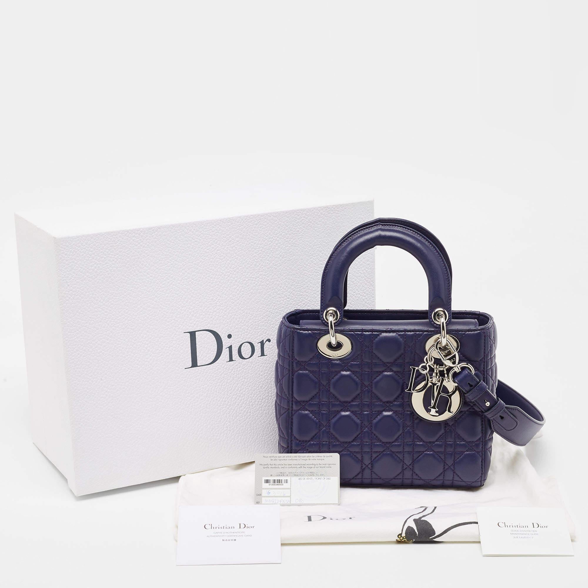 Dior Purple Cannage Leather Small Lady Dior My ABCDior Bag 6