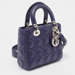 Dior Purple Cannage Leather Small Lady Dior My ABCDior Bag