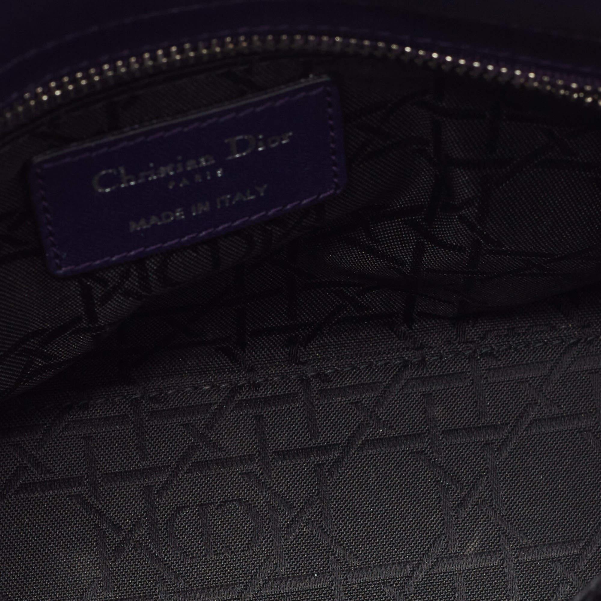 Dior Purple Cannage Leather Small Lady Dior My ABCDior Bag In Good Condition In Dubai, Al Qouz 2