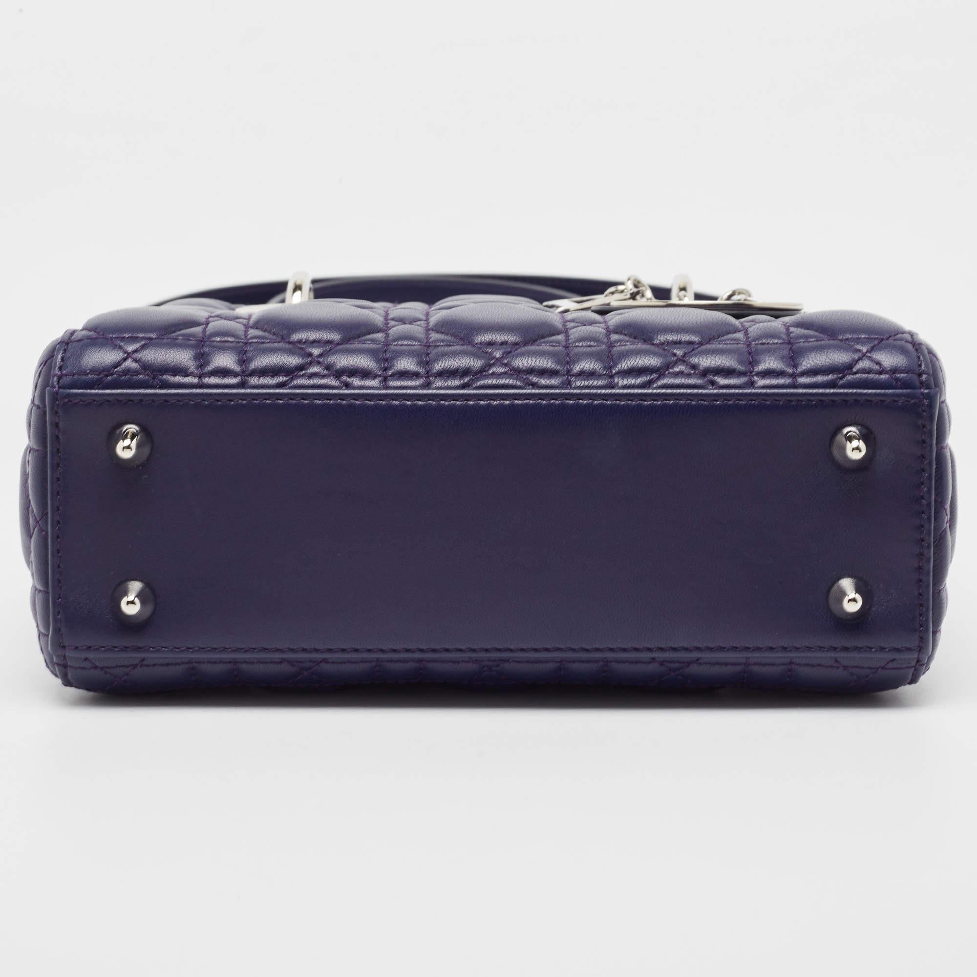 Dior Purple Cannage Leather Small Lady Dior My ABCDior Bag 3