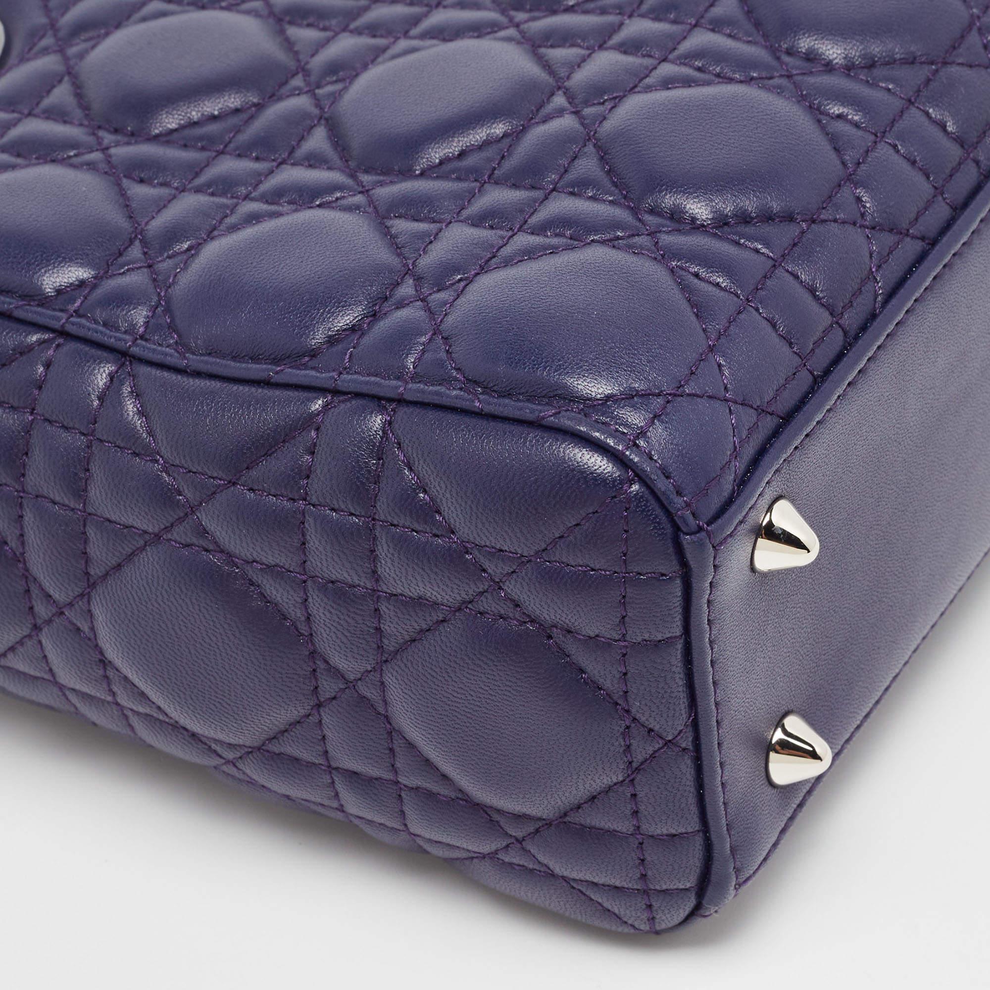 Dior Purple Cannage Leather Small Lady Dior My ABCDior Bag 4