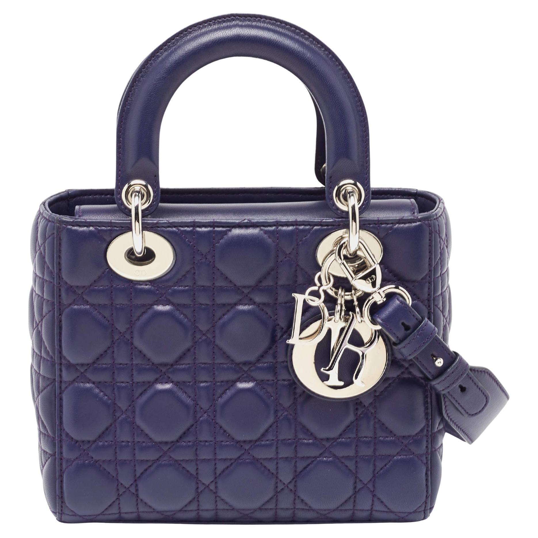 Dior Purple Cannage Leather Small Lady Dior My ABCDior Bag