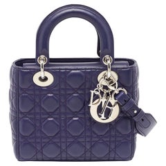 Dior Purple Cannage Leather Small Lady Dior My ABCDior Bag