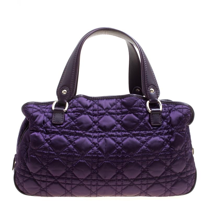 Dior Purple Cannage Nylon Satchel For Sale at 1stDibs