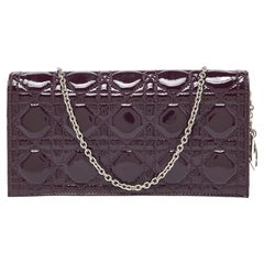 Dior Purple Cannage Patent Leather Lady Dior Chain Clutch