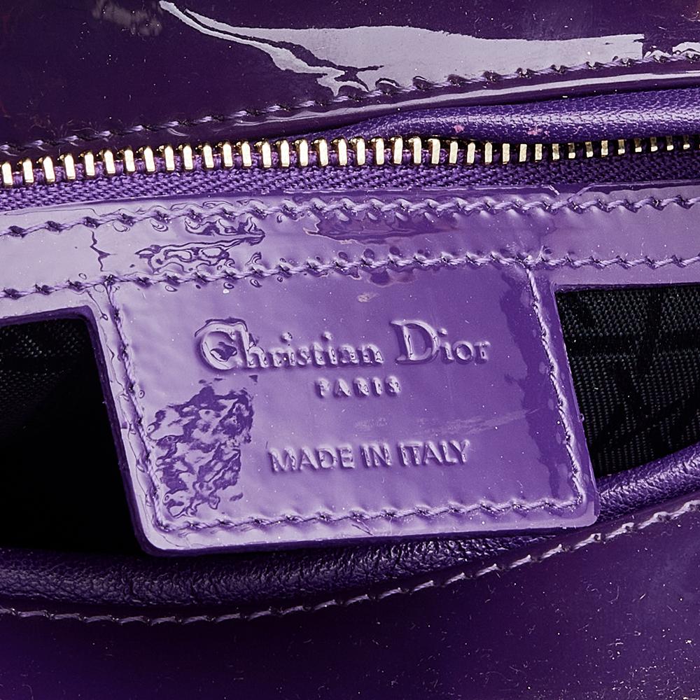 Dior Purple Cannage Patent Leather Large Lady Dior Tote 4