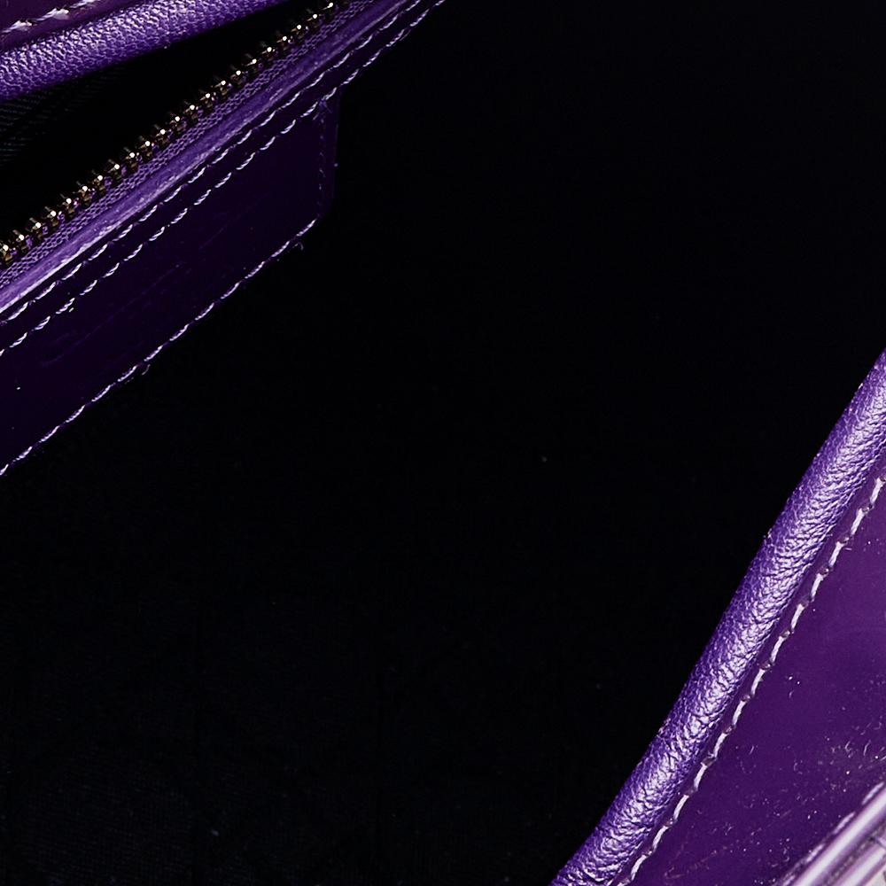 Dior Purple Cannage Patent Leather Large Lady Dior Tote In Good Condition In Dubai, Al Qouz 2