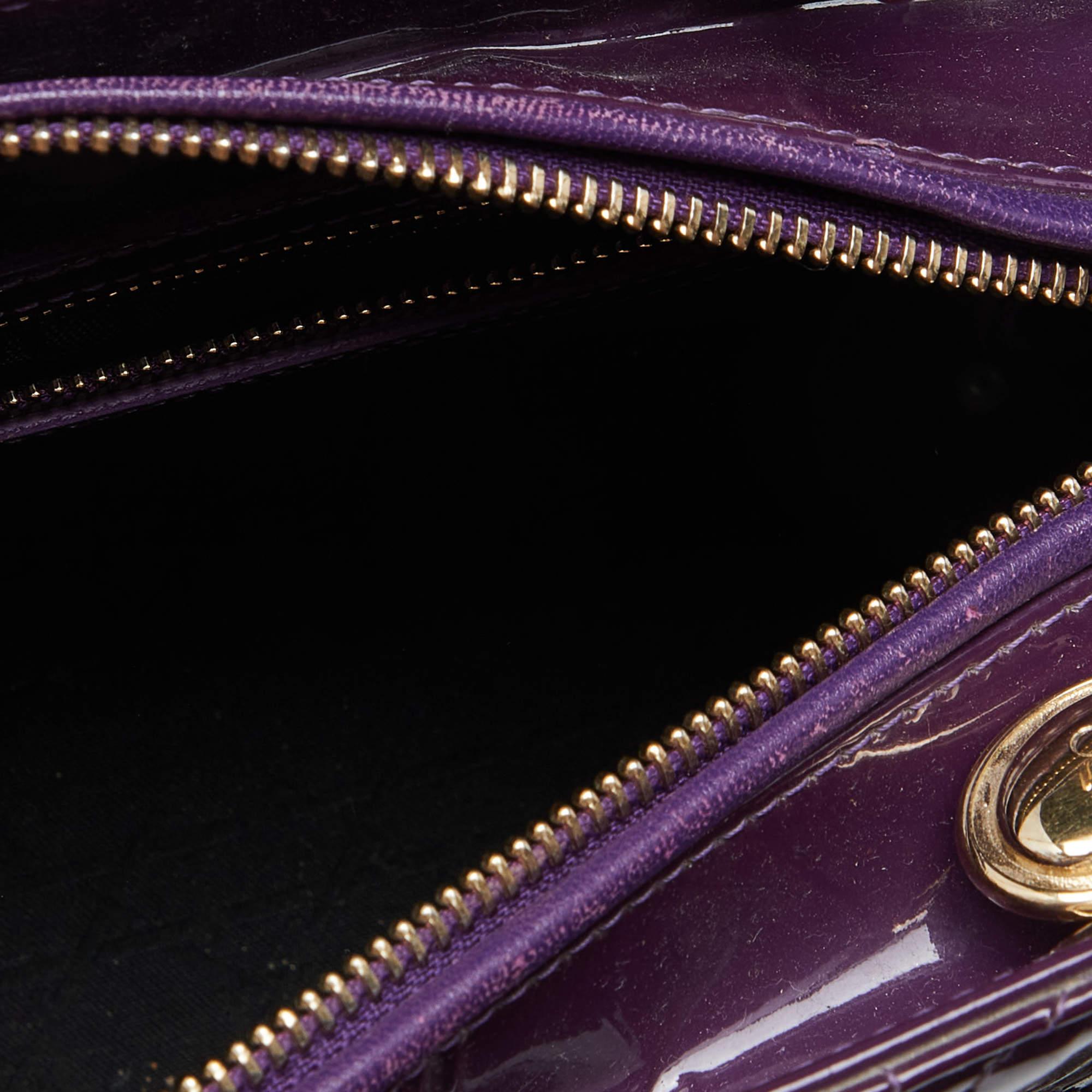 Dior Purple Cannage Patent Leather Medium Lady Dior Tote 1