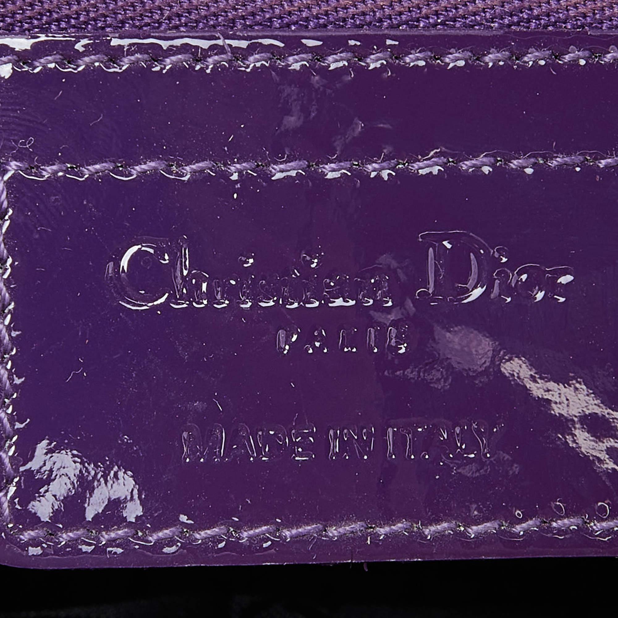 Dior Purple Cannage Patent Leather Medium Lady Dior Tote 2