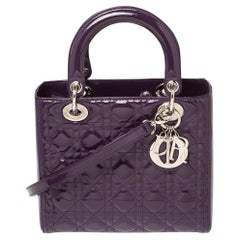 Dior Lila Cannage Lackleder Medium Lady Dior Tote