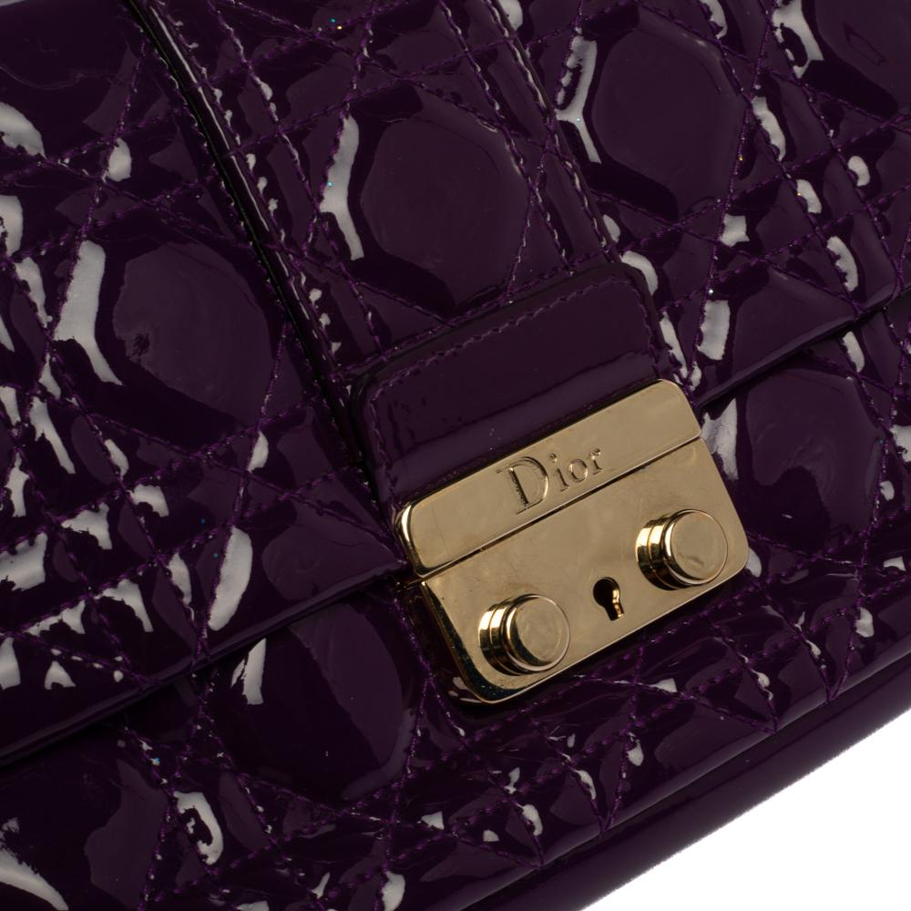 Dior Purple Cannage Patent Leather Miss Dior Promenade Chain Pouch 5