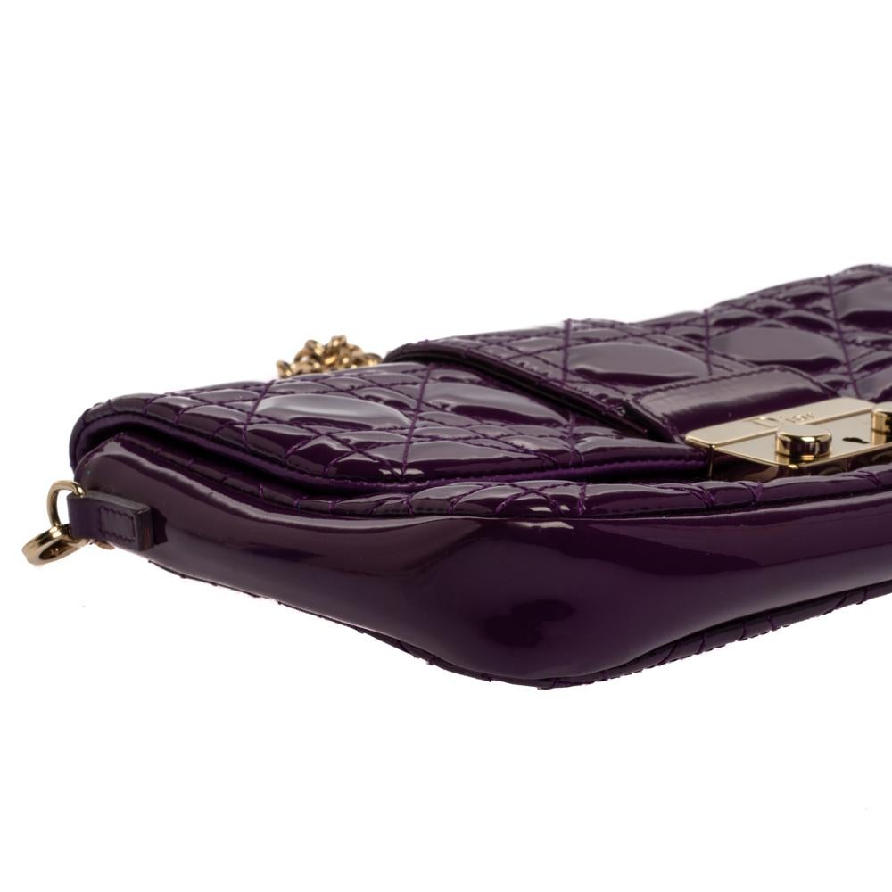 Dior Purple Cannage Patent Leather Miss Dior Promenade Chain Pouch 7