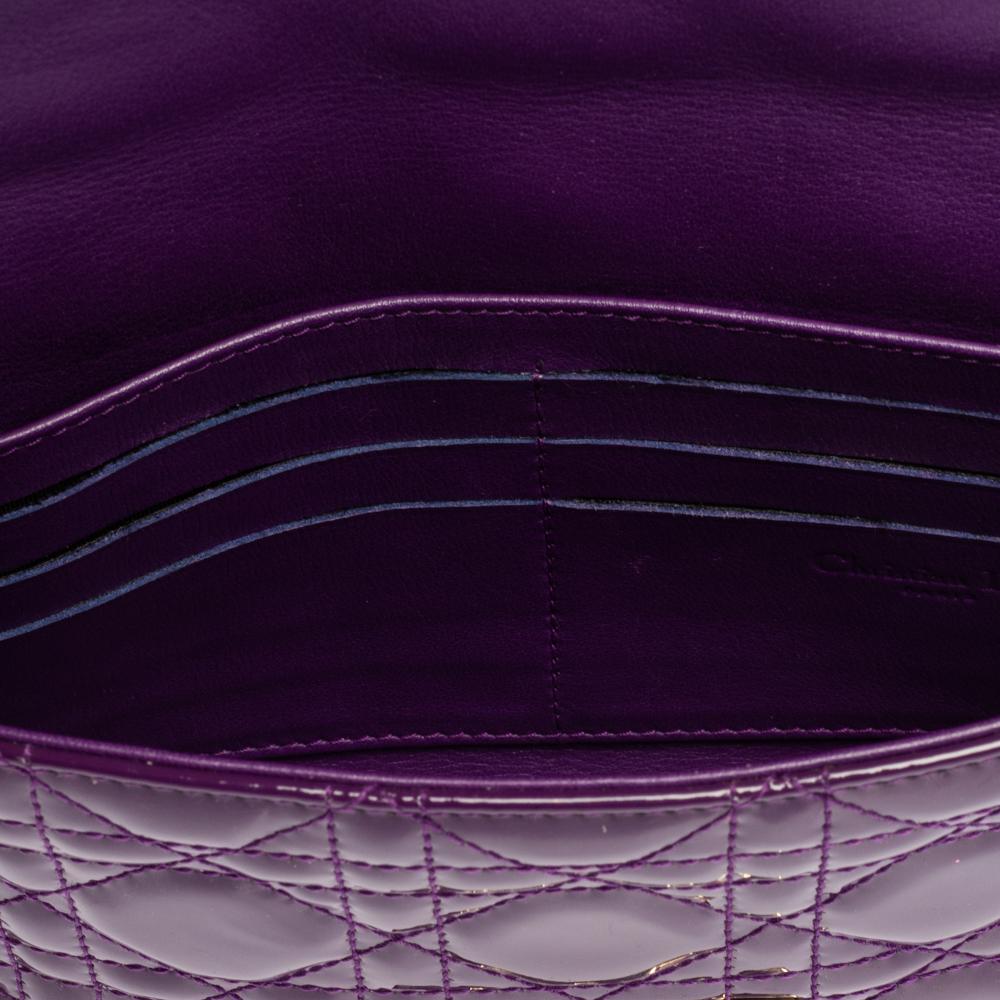Dior Purple Cannage Patent Leather Miss Dior Promenade Chain Pouch In Good Condition In Dubai, Al Qouz 2