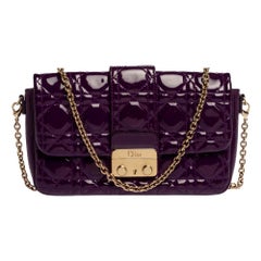 Dior Purple Cannage Patent Leather Miss Dior Promenade Chain Pouch