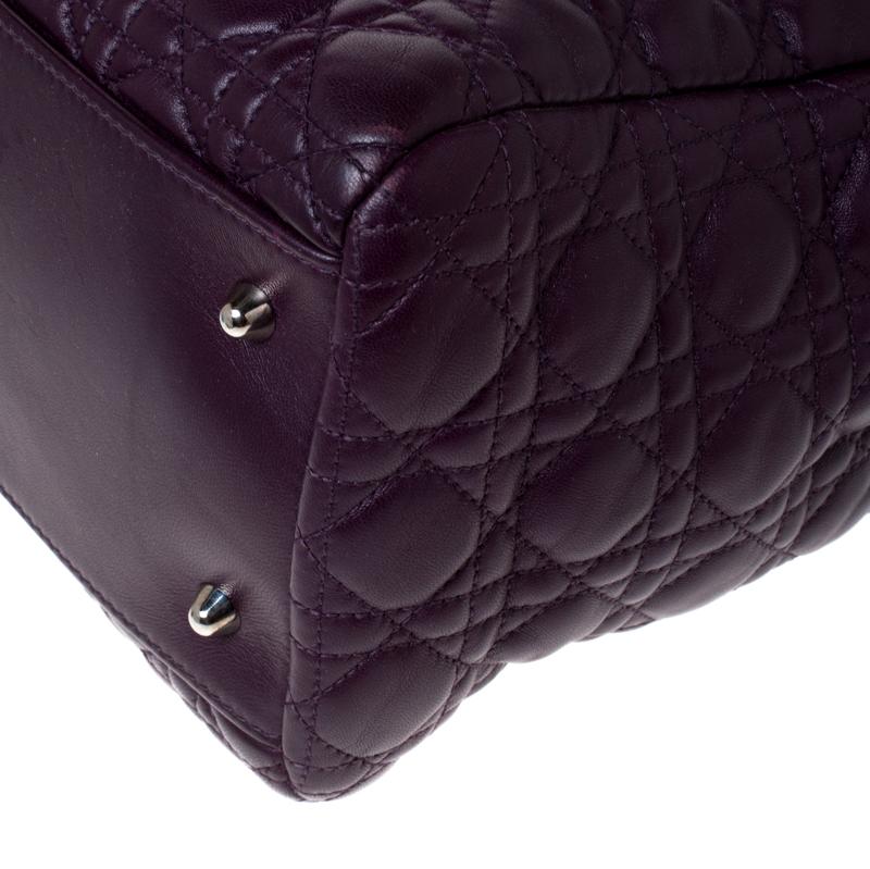 Dior Purple Cannage Quilted Soft Leather Large Shopper Tote 5