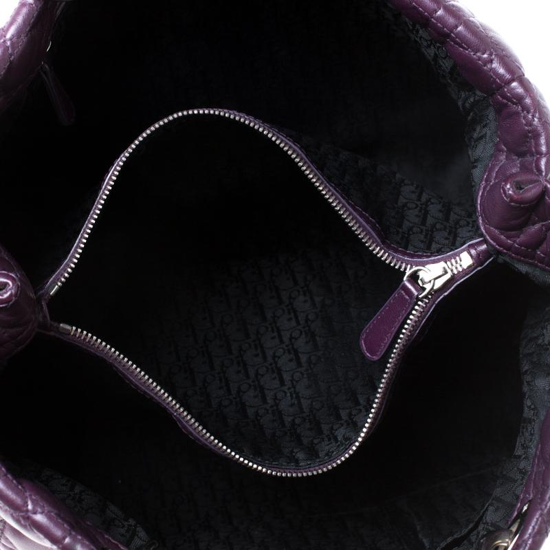 Dior Purple Cannage Quilted Soft Leather Large Shopper Tote 3
