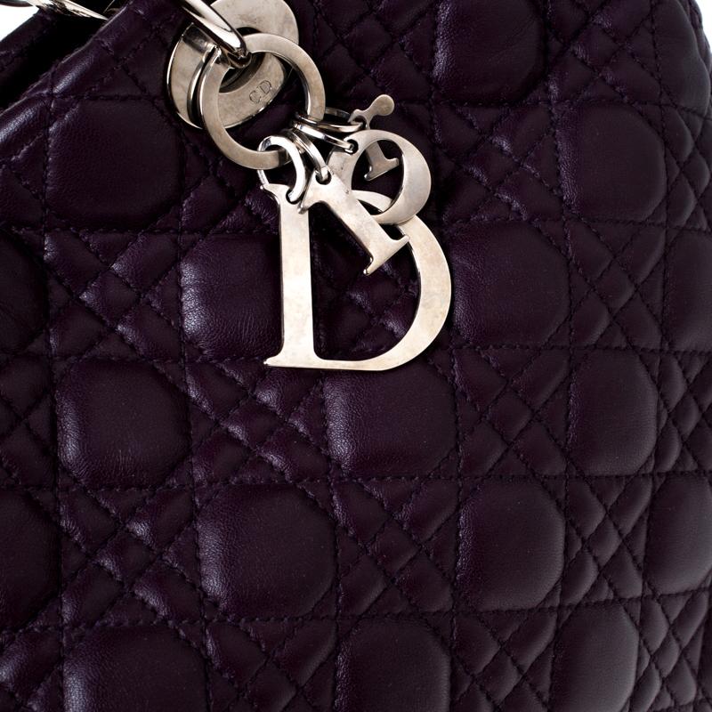 Dior Purple Cannage Quilted Soft Leather Large Shopper Tote 4