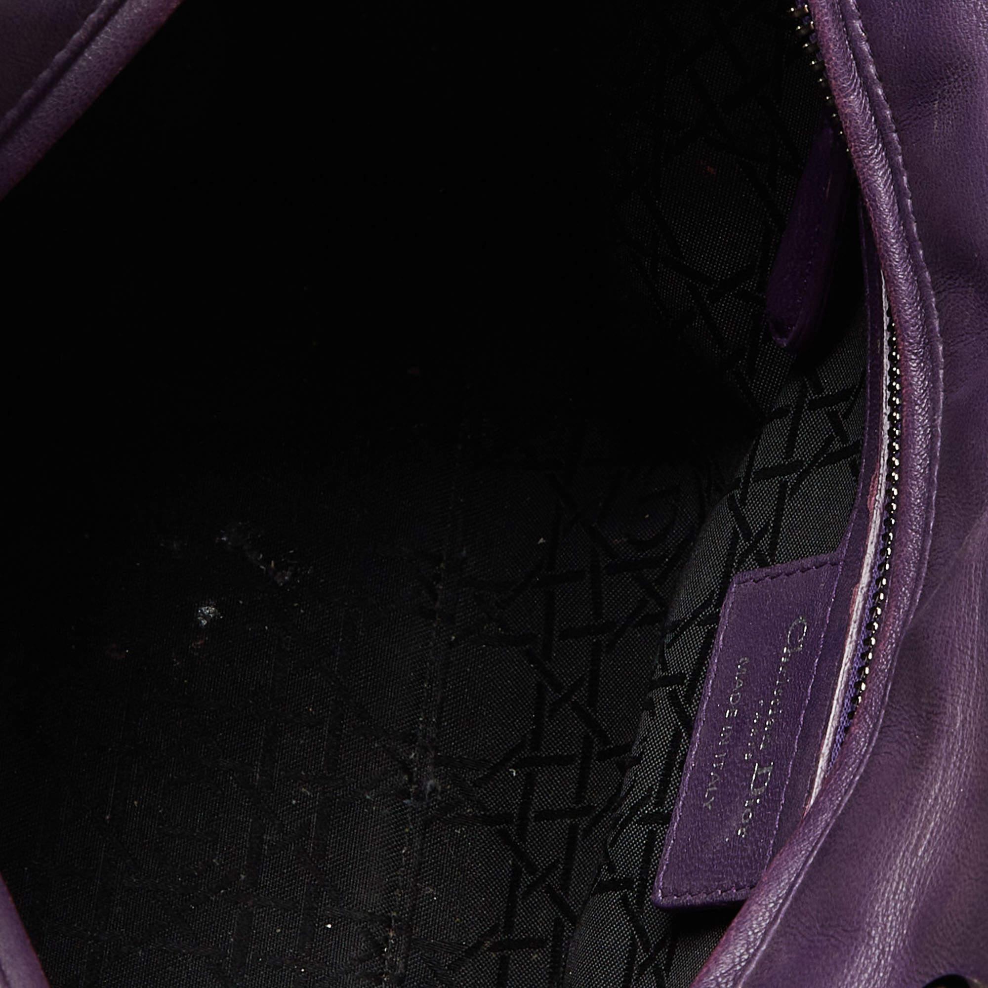 Dior Purple Cannage Soft Leather Large Lady Dior Tote 10