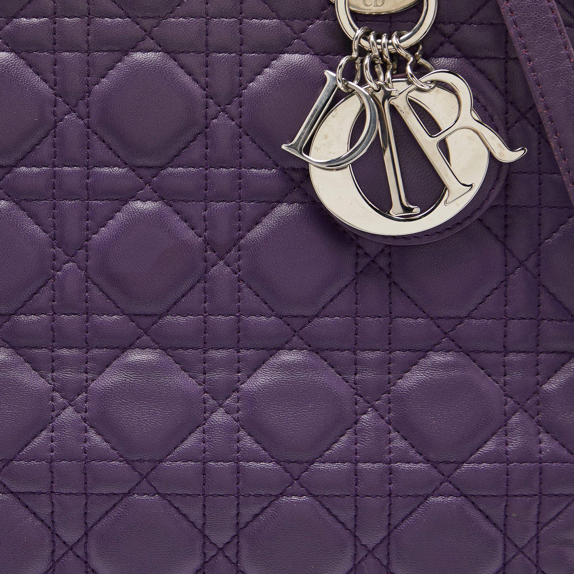Dior Purple Cannage Soft Leather Large Lady Dior Tote 1