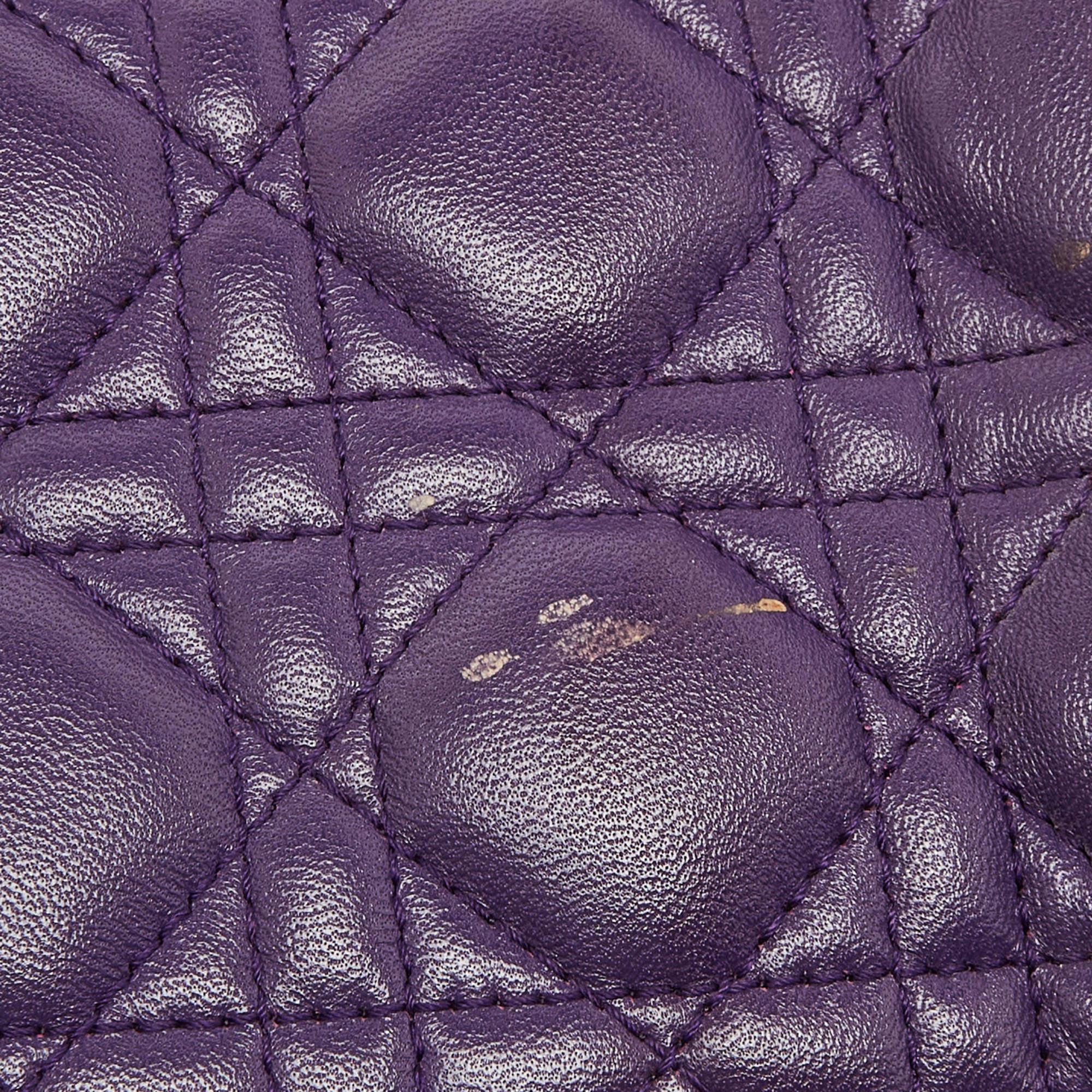 Dior Purple Cannage Soft Leather Large Lady Dior Tote 3