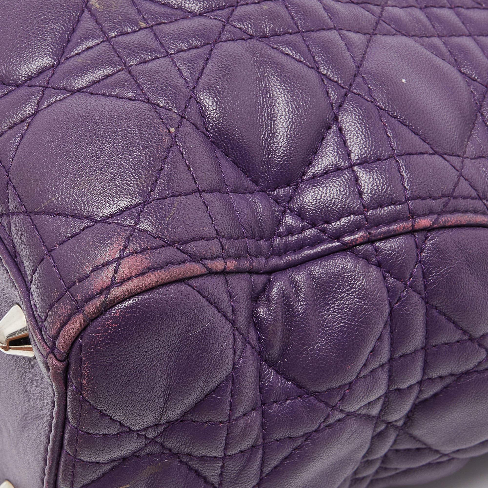 Dior Purple Cannage Soft Leather Large Lady Dior Tote 4