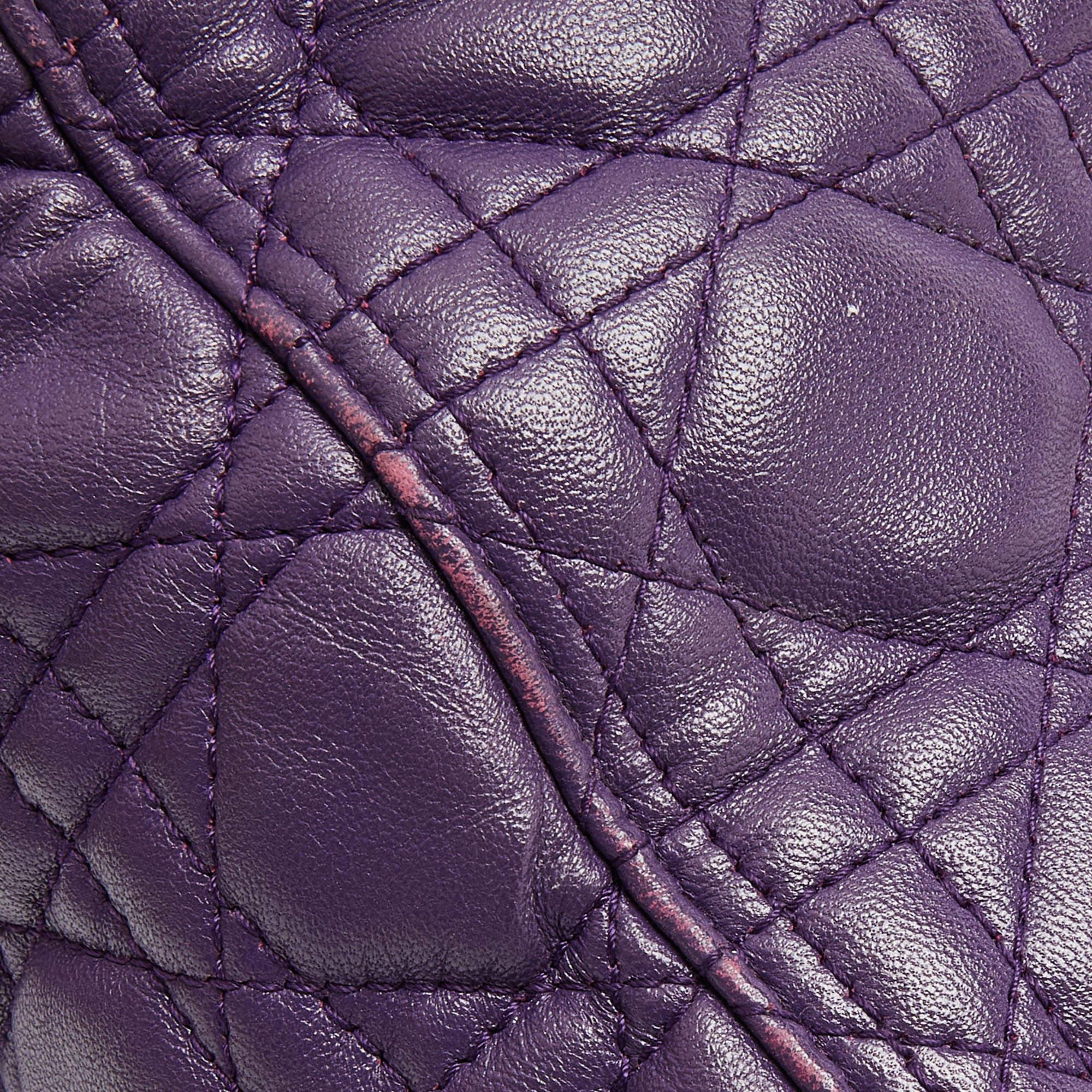 Dior Purple Cannage Soft Leather Large Lady Dior Tote 5