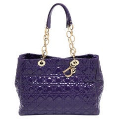 Dior Purple Cannage Soft Patent Leather Lady Dior Shopper Tote