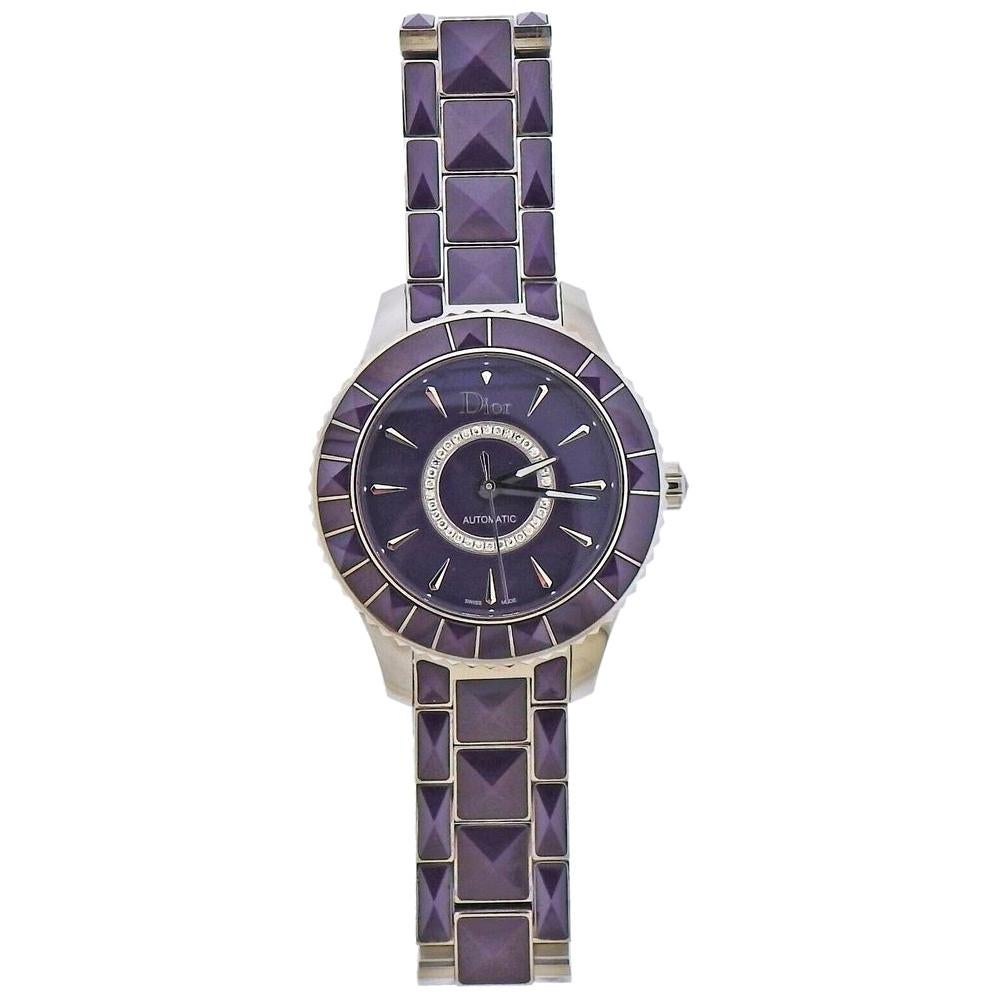 Dior Purple Christal Diamond Automatic Watch CD144512M001 For Sale