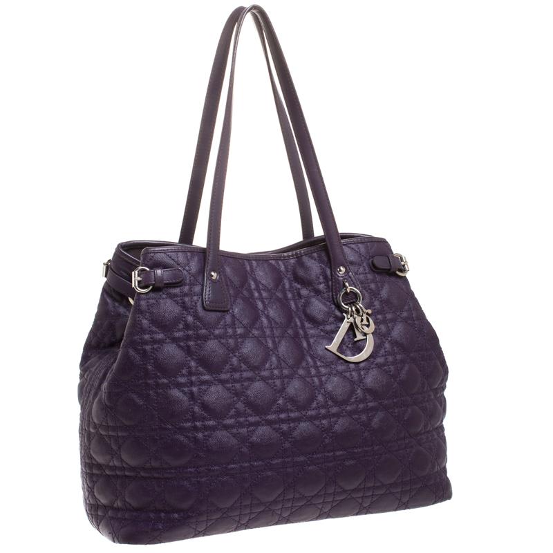 Dior Purple Coated Canvas Medium Panarea Tote 4