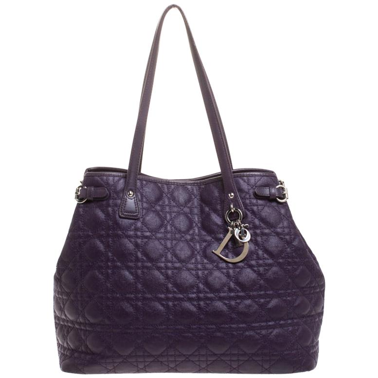 Dior Purple Coated Canvas Medium Panarea Tote