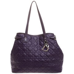 Dior Purple Coated Canvas Medium Panarea Tote