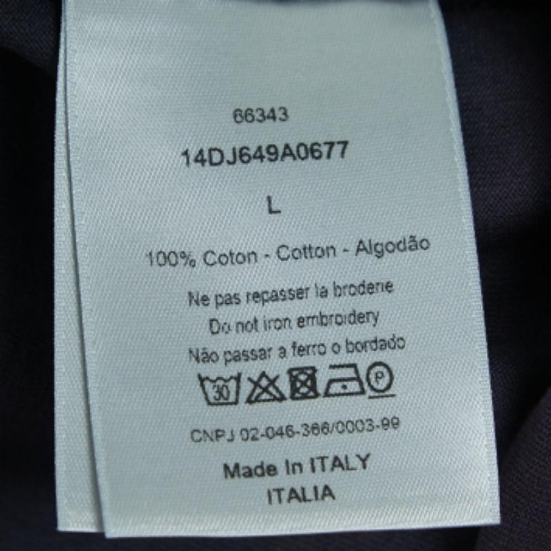 Dior Lila Baumwolle besticktes Crewneck T-Shirt mit Rundhalsausschnitt L (Schwarz) im Angebot