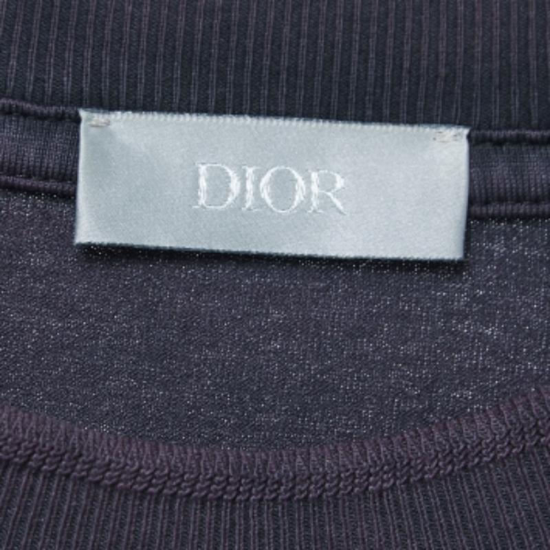Dior Lila Baumwolle besticktes Crewneck T-Shirt mit Rundhalsausschnitt L im Zustand „Gut“ im Angebot in Dubai, Al Qouz 2