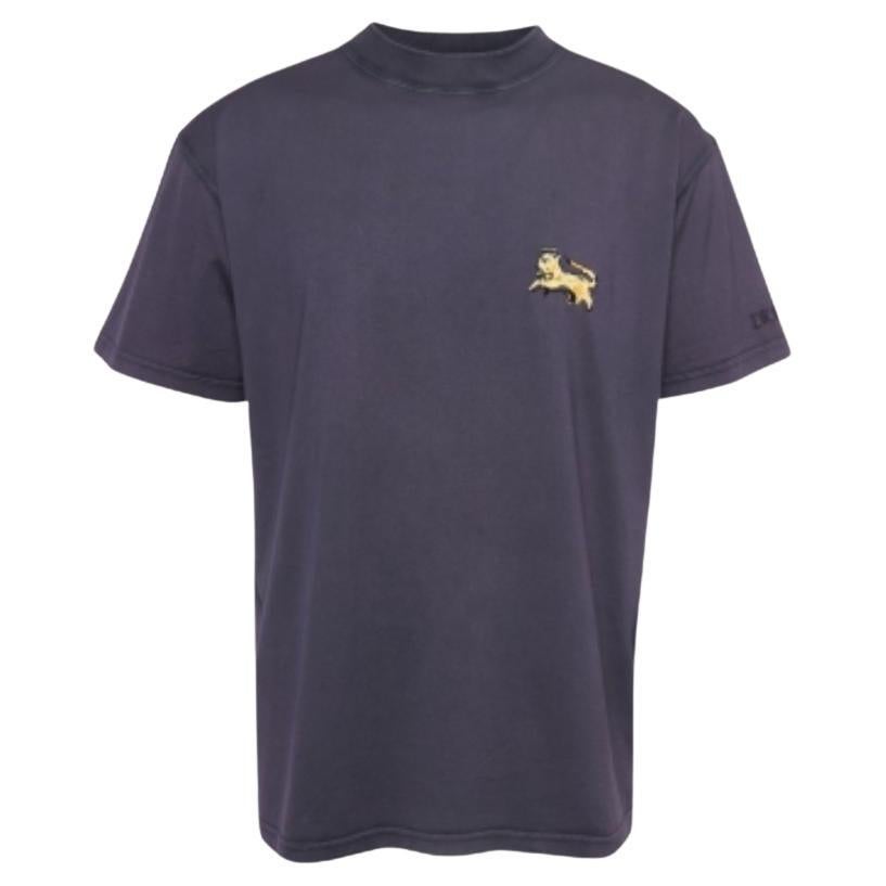 Dior Lila Baumwolle besticktes Crewneck T-Shirt mit Rundhalsausschnitt L im Angebot