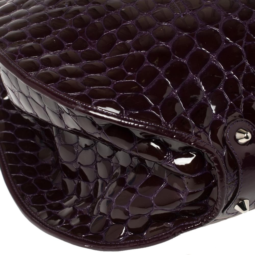 Dior Purple Croc Embossed Patent Leather 61 Tote 1