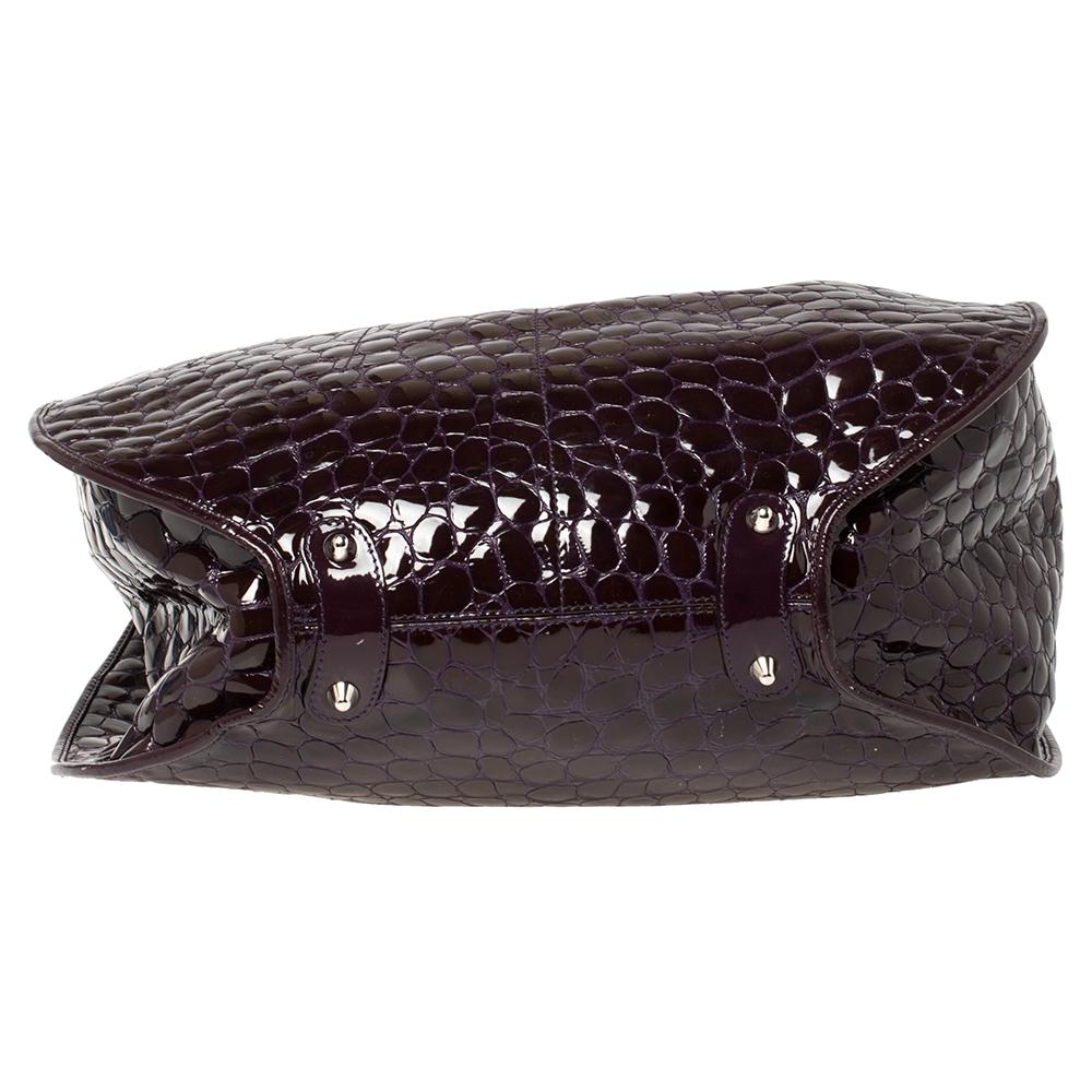 Dior Purple Croc Embossed Patent Leather 61 Tote 2