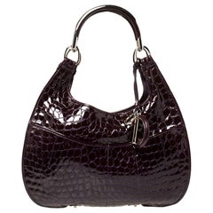 Dior Lila Krokodilgeprägtes Lackleder 61 Tote