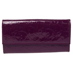Used Dior Purple Diorissimo Embossed Patent Leather Lady Dior Wallet