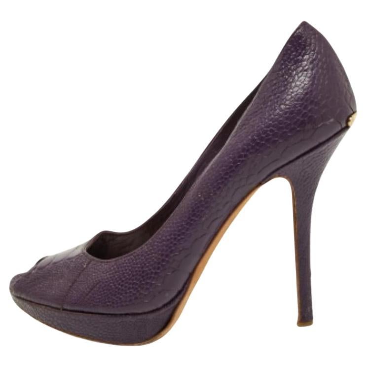 Escarpins Miss Dior en python gaufré violet Taille 37.5 en vente