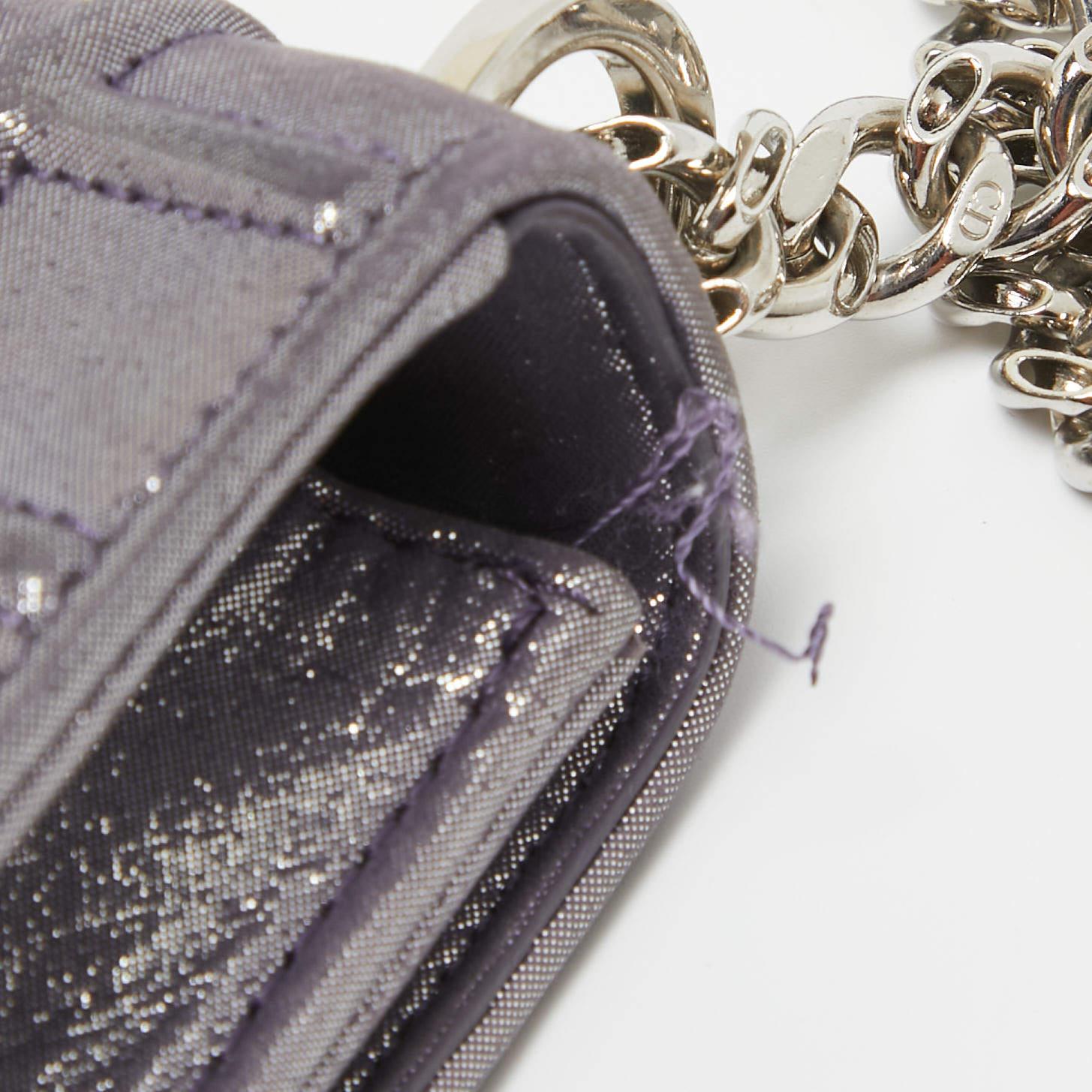 Dior Purple Iridescent Leather Diorama Wallet on Chain 6
