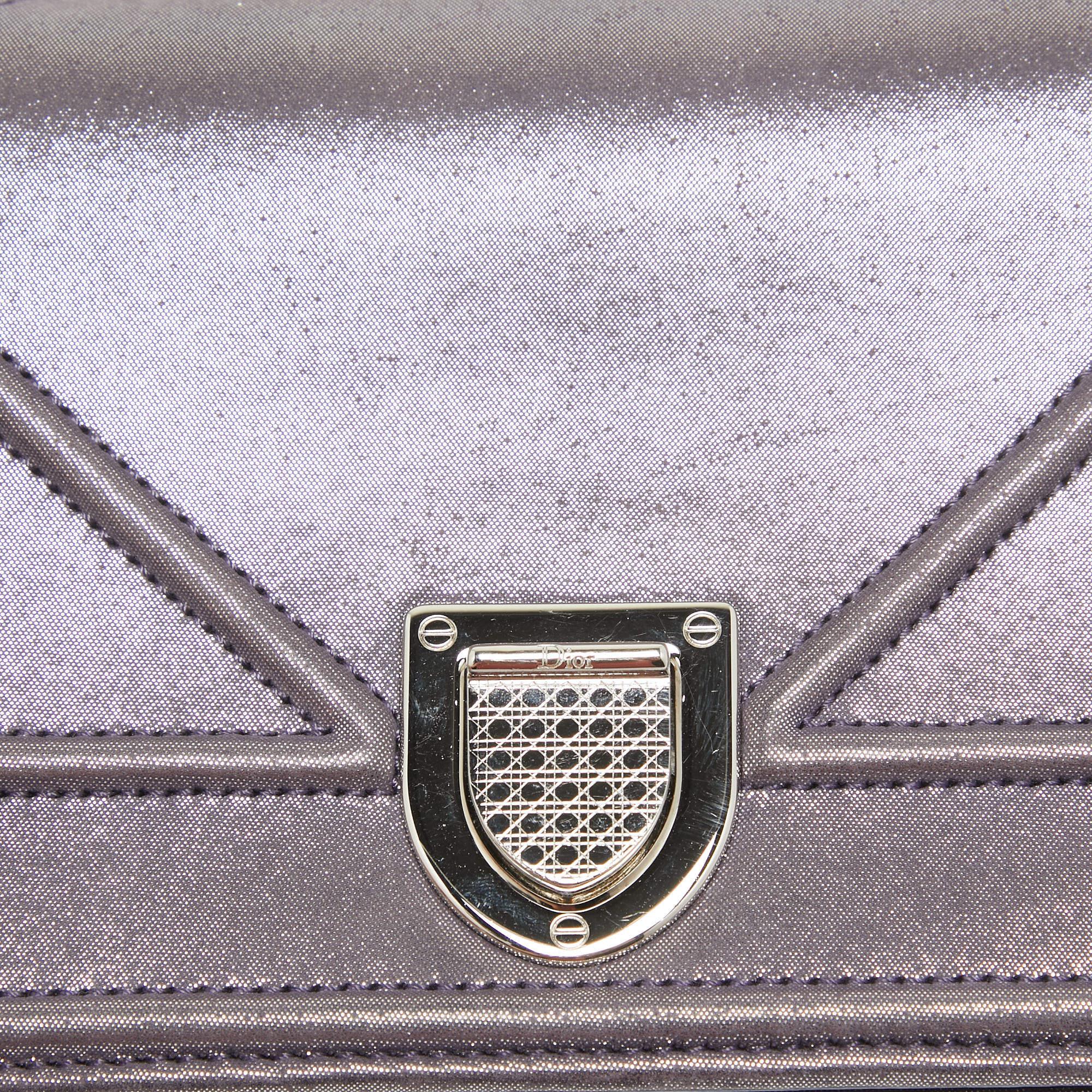 Dior Purple Iridescent Leather Diorama Wallet on Chain 9