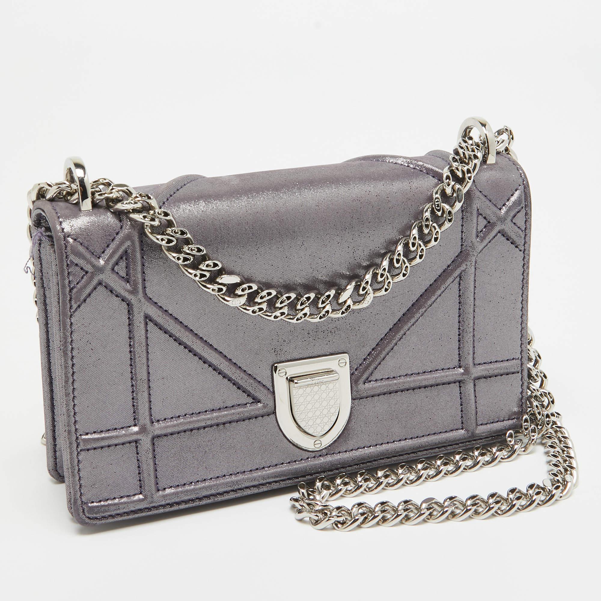 Dior Purple Iridescent Leather Diorama Wallet on Chain 14