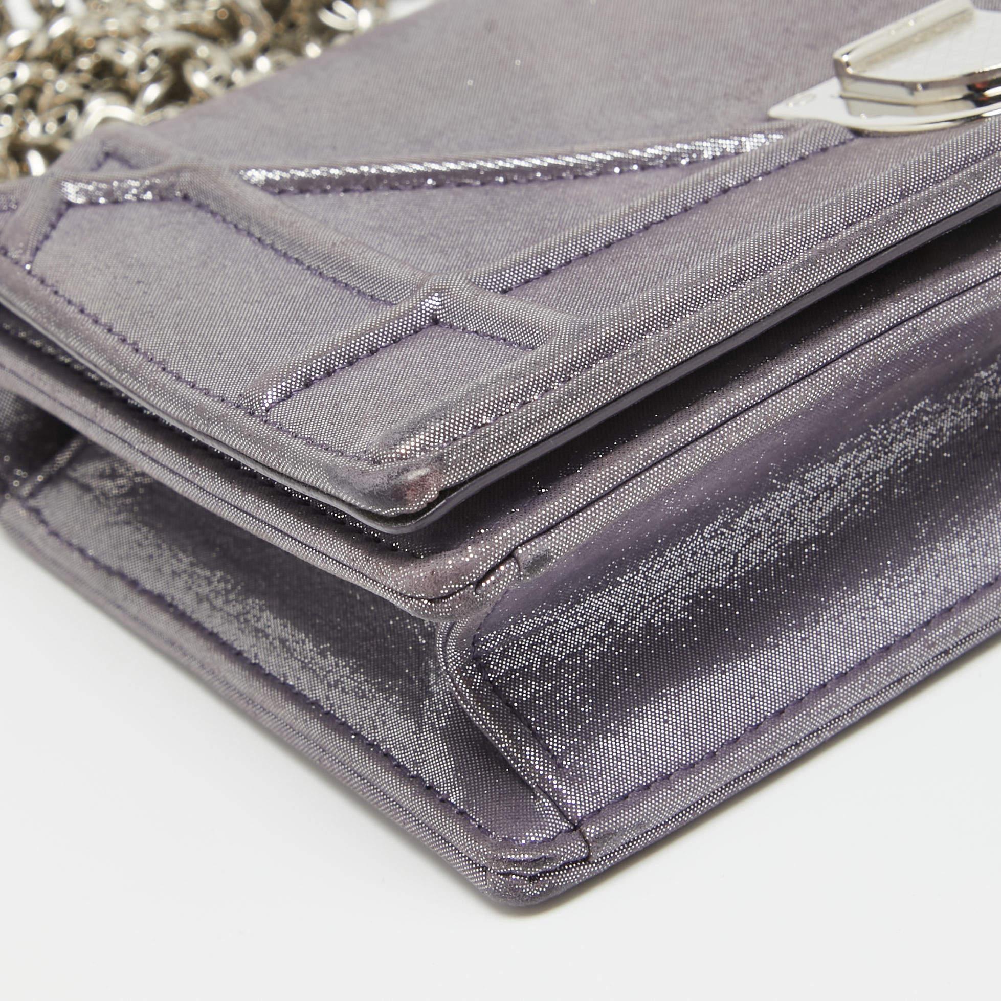 Dior Purple Iridescent Leather Diorama Wallet on Chain In Good Condition In Dubai, Al Qouz 2