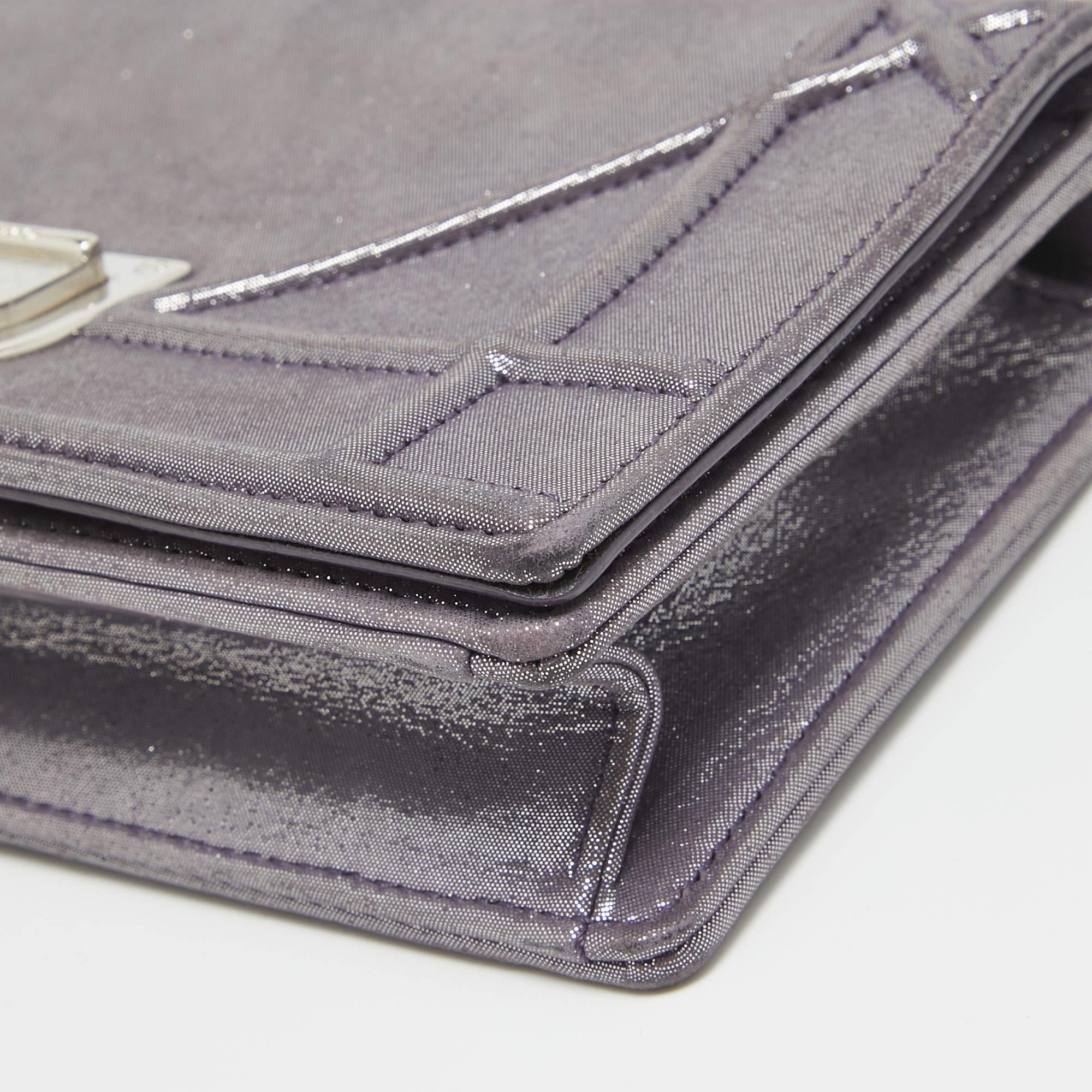 Women's Dior Purple Iridescent Leather Diorama Wallet on Chain
