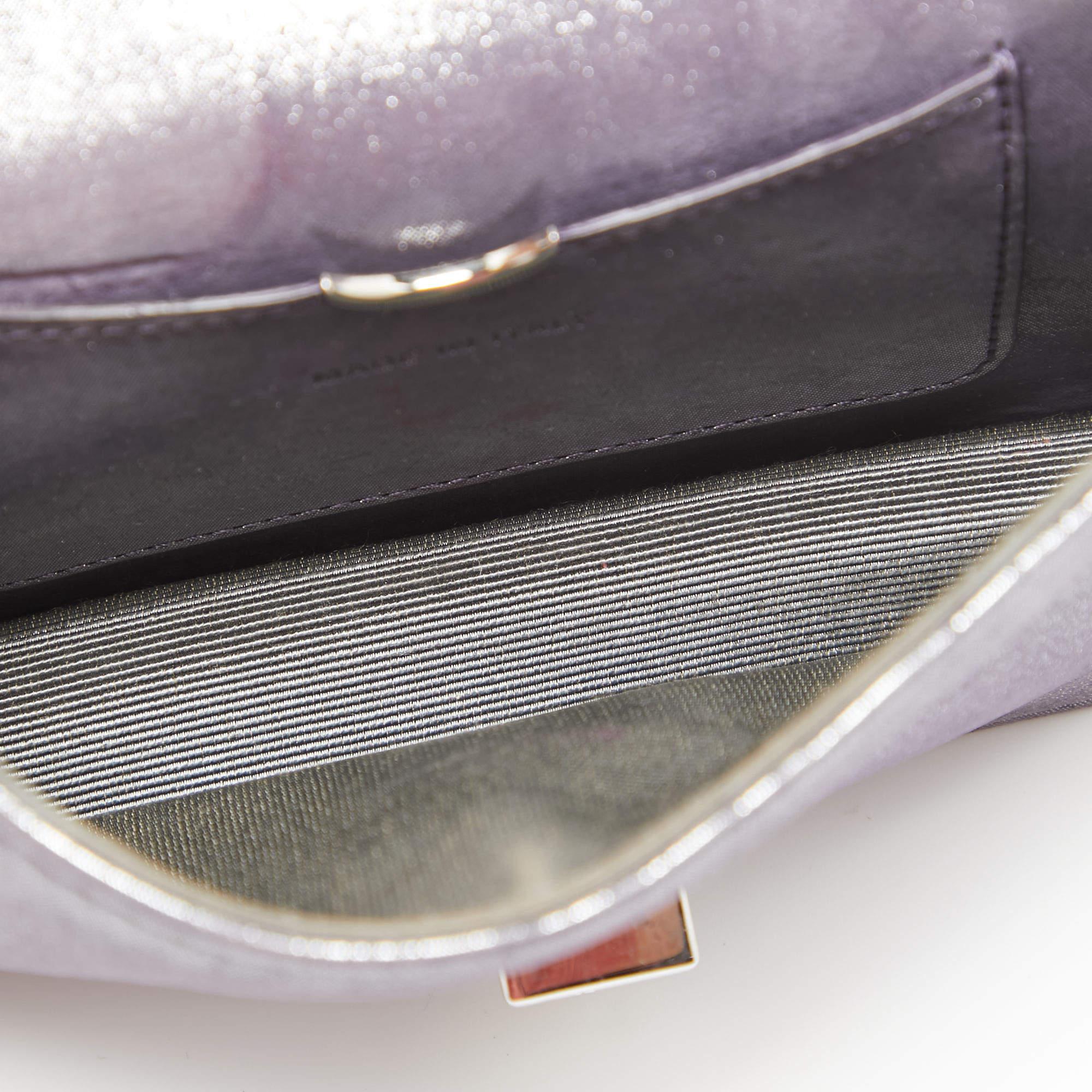 Dior Purple Iridescent Leather Diorama Wallet on Chain 2