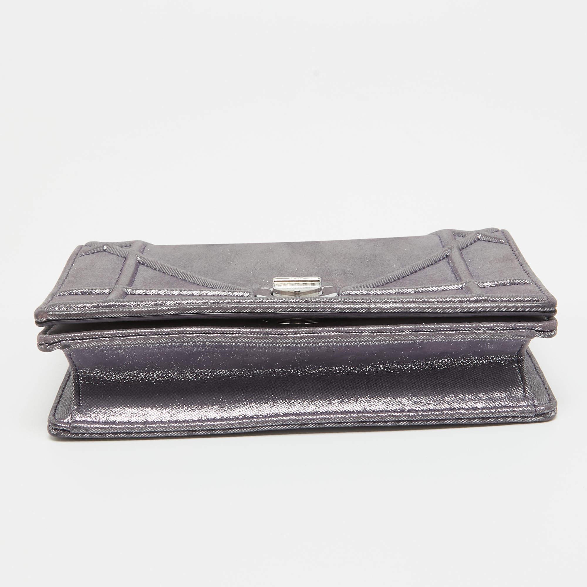 Dior Purple Iridescent Leather Diorama Wallet on Chain 4